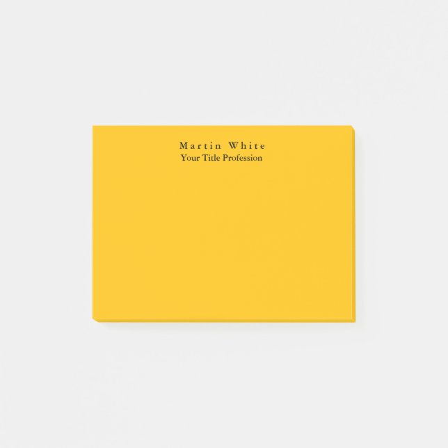 Amber Yellow Plain Elegant Professional Modern Post-it Notes (Front)