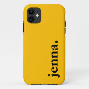 Amber Yellow Solid Colour Elegant Name  iPhone 11 Case