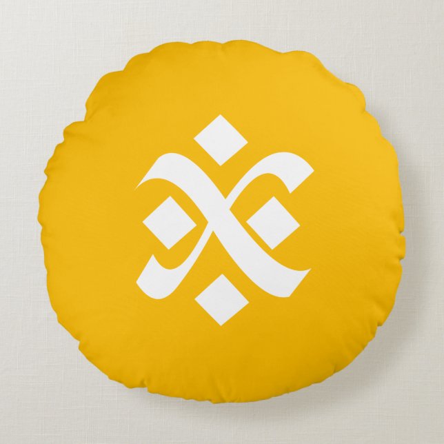 Amber Yellow Uniform Solid Boho Colours Round Pillow (Front)