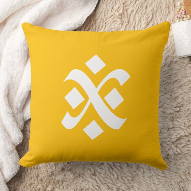 Amber Yellow Uniform Solid Boho Colours Throw Pillow (Blanket)