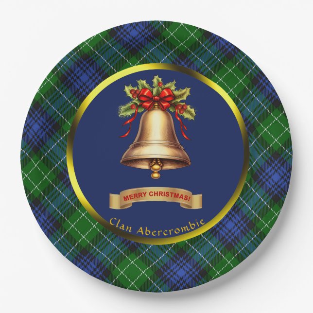 Ambercrombie Tartan Personalized Christmas Paper Plate (Front)