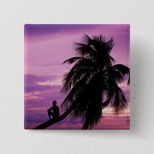 Ambergris Caye, Belize, Central America. 2 Inch Square Button (Front)