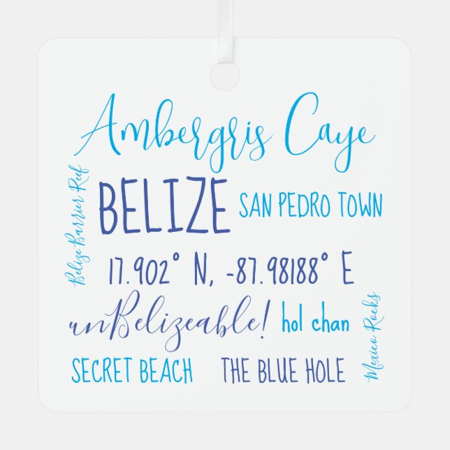Ambergris Caye Belize Ornement métallique (Recto)