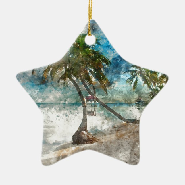 Ambergris Caye Belize Travel Destination Ceramic Ornament (Front)