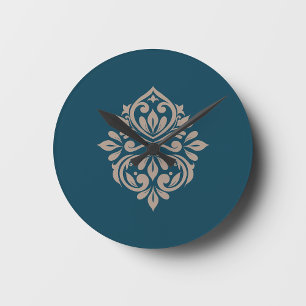 Ambiance Damas Minuit Vert & Beige Horloge murale