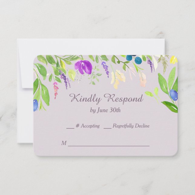 Ambiance d'orchidée d'aquarelle Fleur mariage RSVP (Devant)