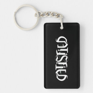 Ambigram Keychain "SATISFIED"