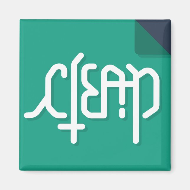 Ambigram Lave-vaisselle Magnet : style plat : turq (Devant)