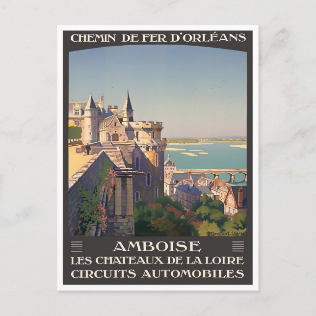 Amboise France vintage travel Postcard (Front)