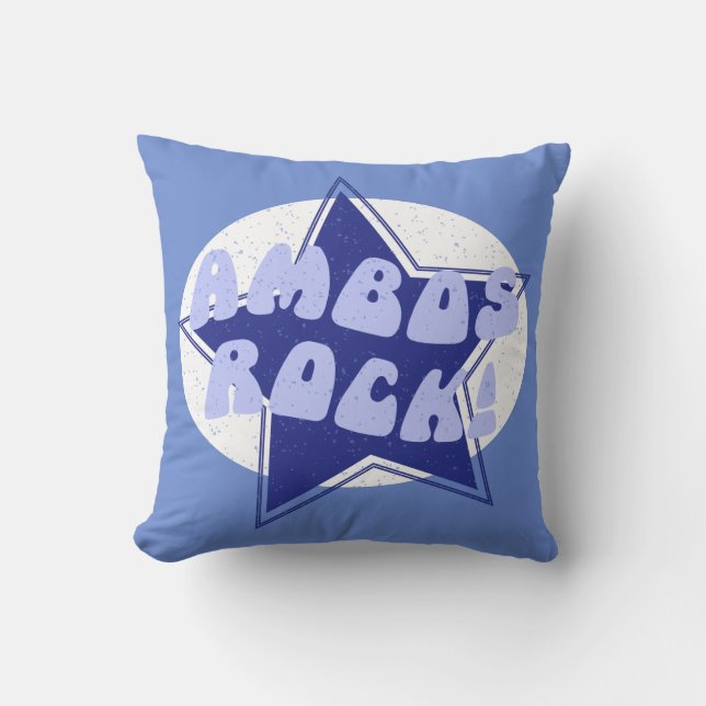 Ambos Rock Funny Blue Ambulance Driver Throw Pillow (Front)