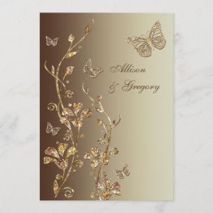 Ambre, faire-part de mariage floral de papillons