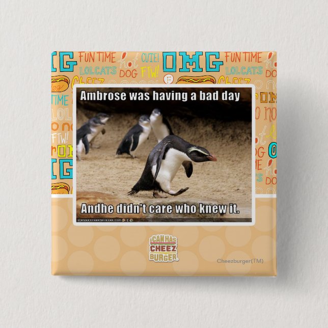 Ambrose was having a bad day 2 inch square button (Front)