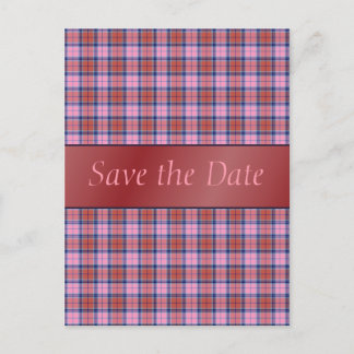 Ambrosia Plaid Customizable Save The Date Postcard