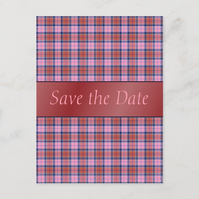 Ambrosia Plaid Customizable Save The Date Postcard (Front)
