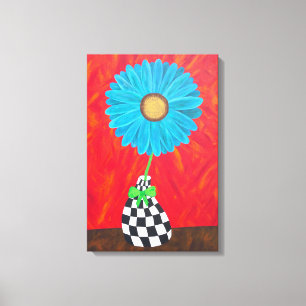 Ambrosino Art Blue Flower Vase Wall Canvas