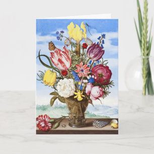 Ambrosius Bosschaert Bouquet of Flowers on a Ledge Holiday Card