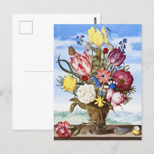 Ambrosius Bosschaert Bouquet of Flowers on a Ledge Postcard