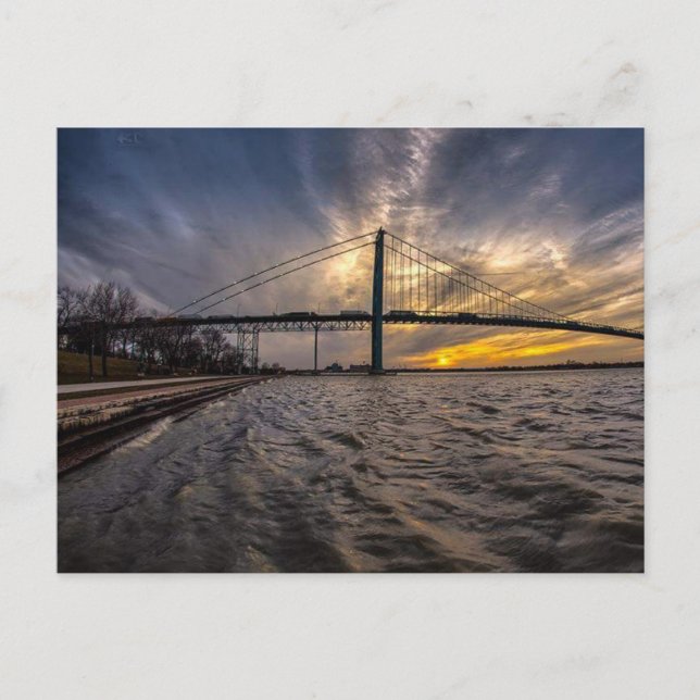 Ambsassador Bridge over Detroit River Postcard (Front)