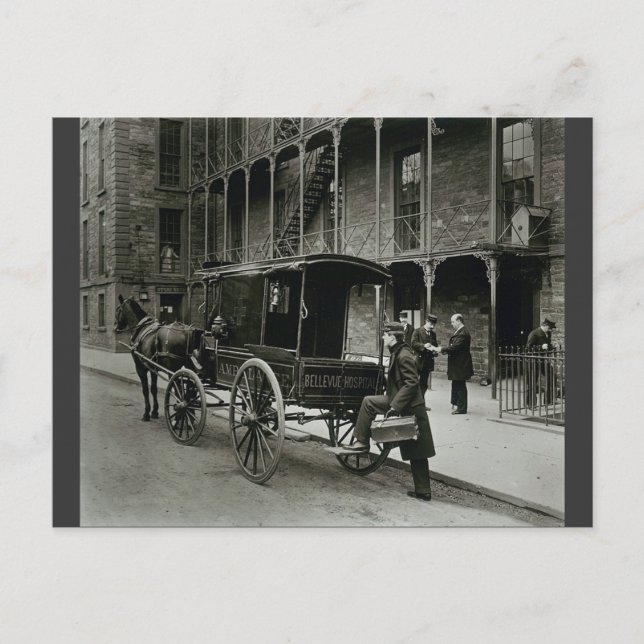 Ambulance Bellevue Hospital, New York City 1895 Postcard (Front)