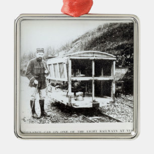 Ambulance Car on One of the Light Railways Metal Ornament