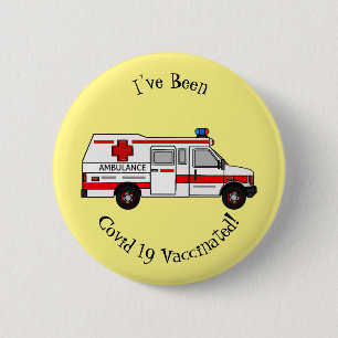 Ambulance cartoon illustration 2 inch round button