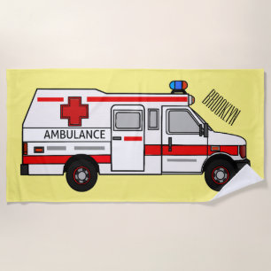 Ambulance cartoon illustration beach towel