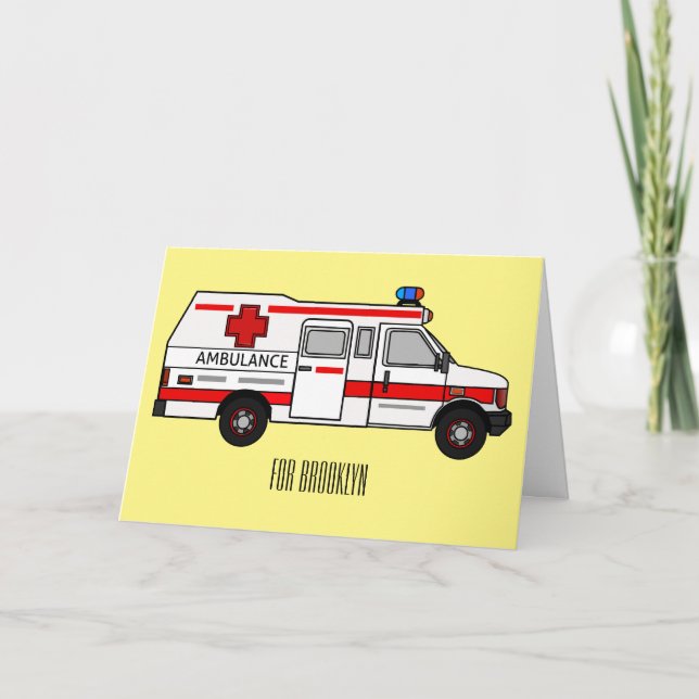 Ambulance cartoon illustration card (Front)