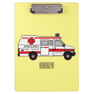 Ambulance cartoon illustration clipboard