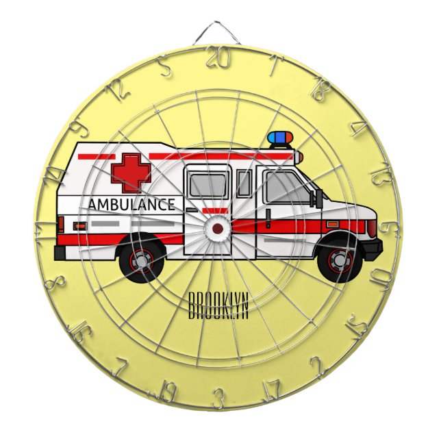 Ambulance cartoon illustration dartboard (Front)