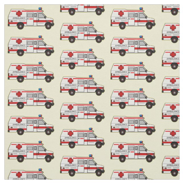 Ambulance cartoon illustration fabric (Swatch)