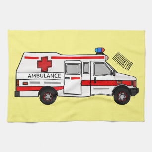 Ambulance cartoon illustration kitchen towel
