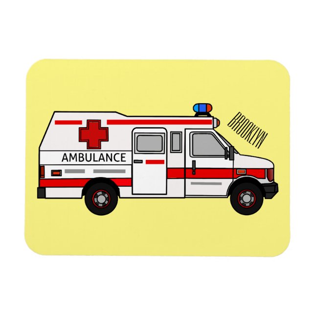 Ambulance cartoon illustration magnet (Horizontal)