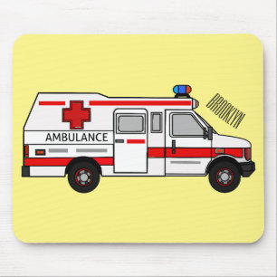 Ambulance cartoon illustration mouse pad