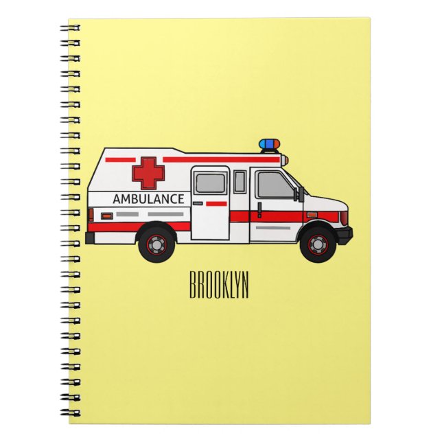 Ambulance cartoon illustration notebook (Front)