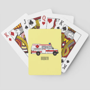 Ambulance cartoon illustration playing cards