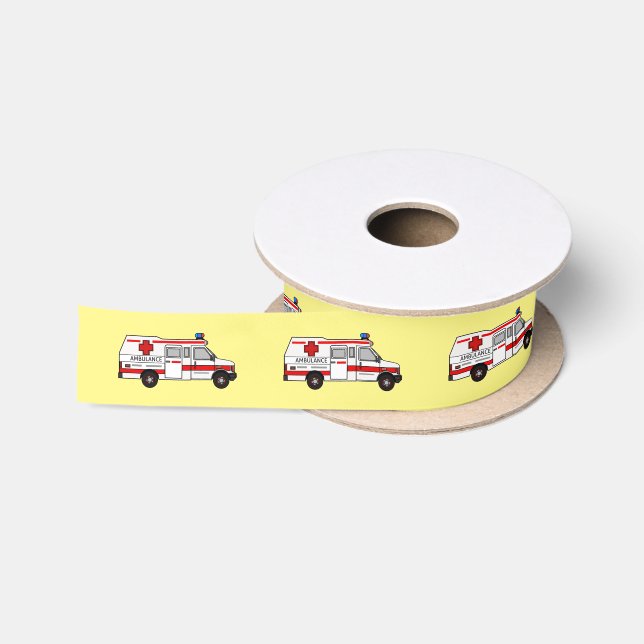Ambulance cartoon illustration satin ribbon (Spool)