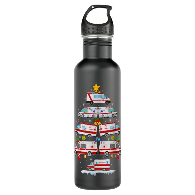 Ambulance Christmas Tree AMR Funny EMS EMT Paramed 710 Ml Water Bottle (Front)