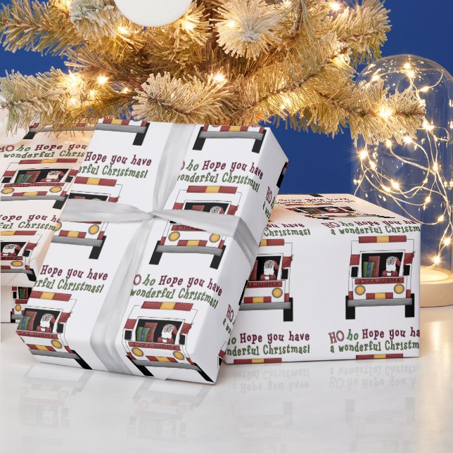 Ambulance Driver Santa Holiday wrapping paper (Holidays)