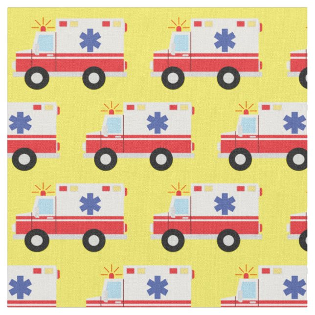 Ambulance EMT Emergency Vehicles Fabric (Close Up)