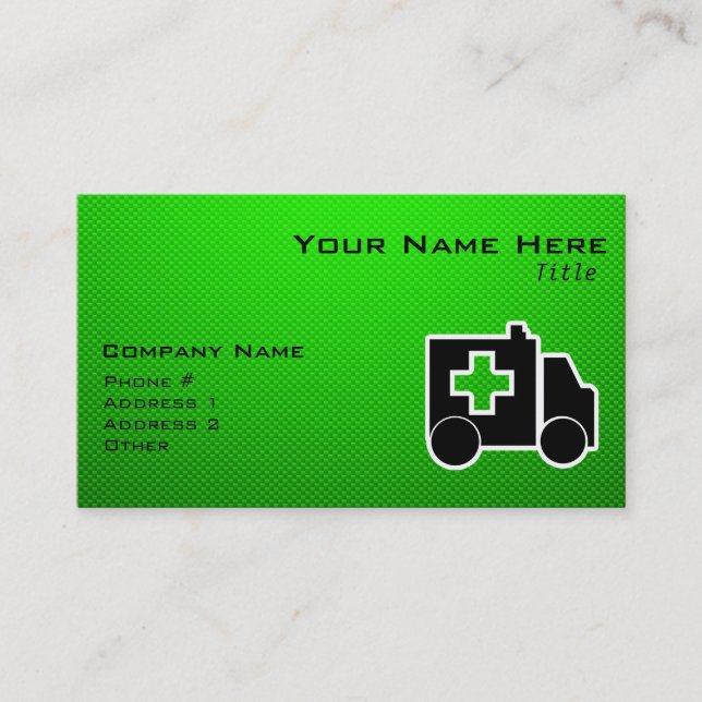 Ambulance; Green Business Card (Front)