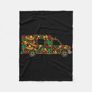 Ambulance Mexican Sombrero Maracas Guitar Cinco De Fleece Blanket