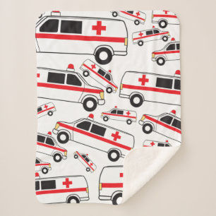 Ambulance Pattern Sherpa Blanket