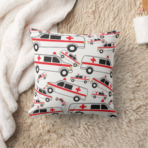 Ambulance Pattern Throw Pillow