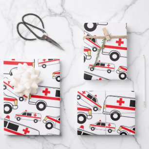 Ambulance Pattern Wrapping Paper Sheet