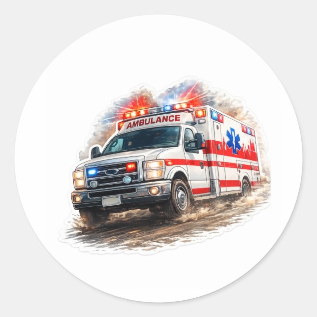 Ambulance Rescue Hero Classic Round Sticker (Front)