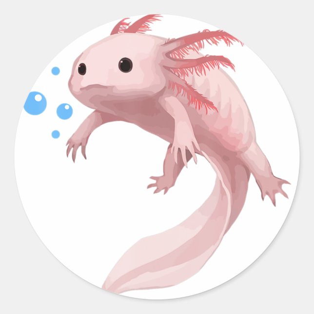 Ambystoma Mexicanum Cute Axolotl Teens Toddler Kid Classic Round Sticker (Front)