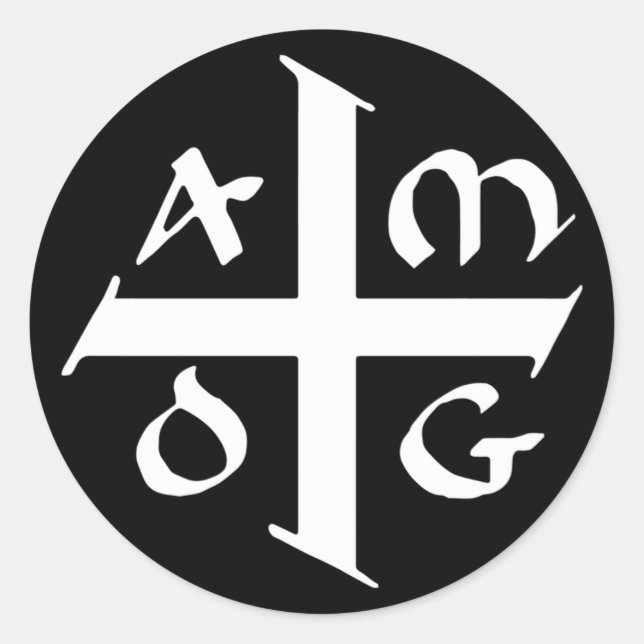 Amdg Ad Majorem Dei Gloriam Small Jesuit Cross Classic Round Sticker (Front)
