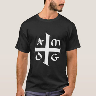 Amdg Ad Majorem Dei Gloriam Small Jesuit Cross T-Shirt