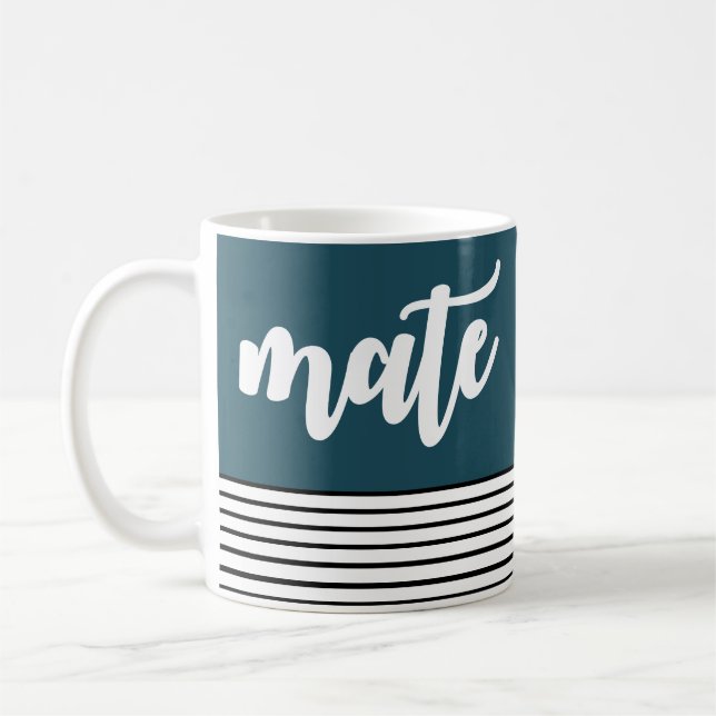 ÂME + Turquoise Stripes Couple Café Mug (Gauche)