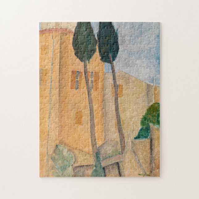 Amedeo Modigliani - Cypresses and Houses at Cagnes Jigsaw Puzzle (Vertical)